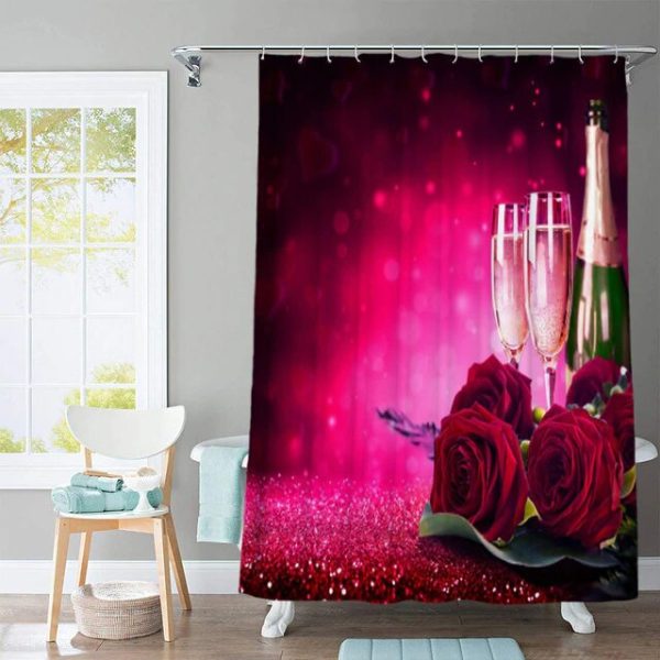 rideau douche 3d rose zen