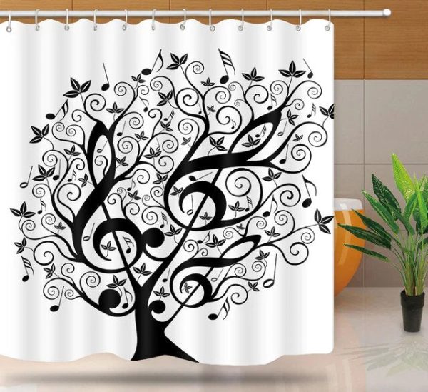 rideau douche arbre musique