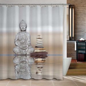 rideau de douche bouddha élégant