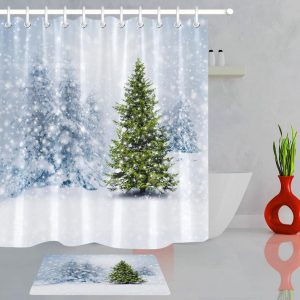 rideau douche foret neige