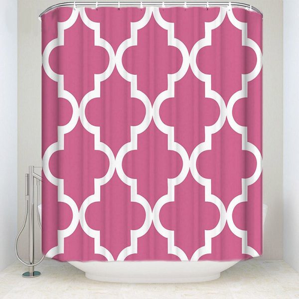 rideau douche géométrique rose