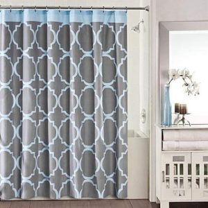 rideau de douche gris bleu élégant