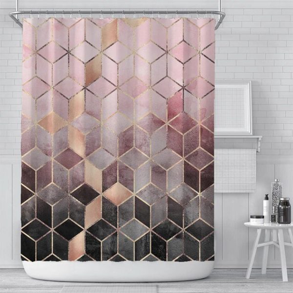 rideau douche gris rose