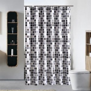 Rideau Douche Avenue gris noir élégant