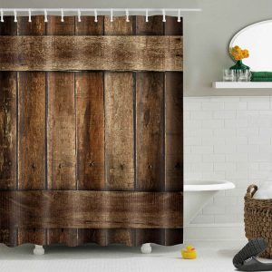 rideau de douche effet bois