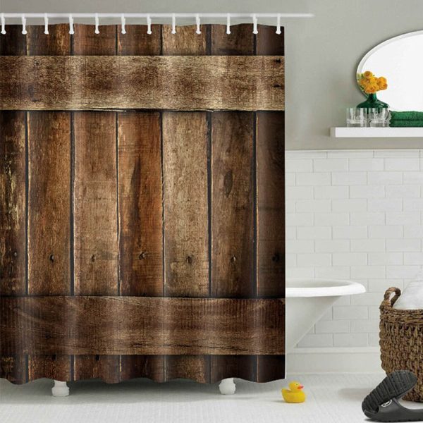 rideau de douche effet bois
