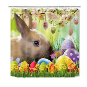 rideau douche avenue multicolore avec motifs lapin