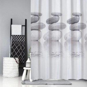 rideau douche motif galet