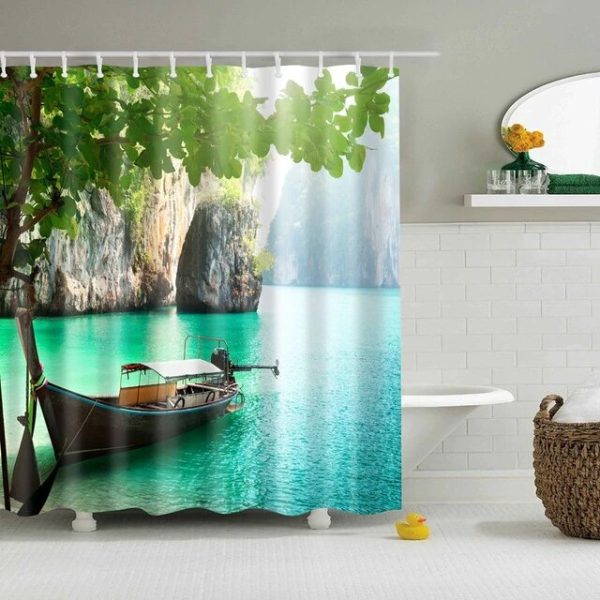 Rideau Douche Avenue Pirogue Somptueuse