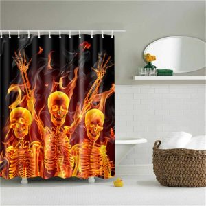 rideau douche squelettes de feu