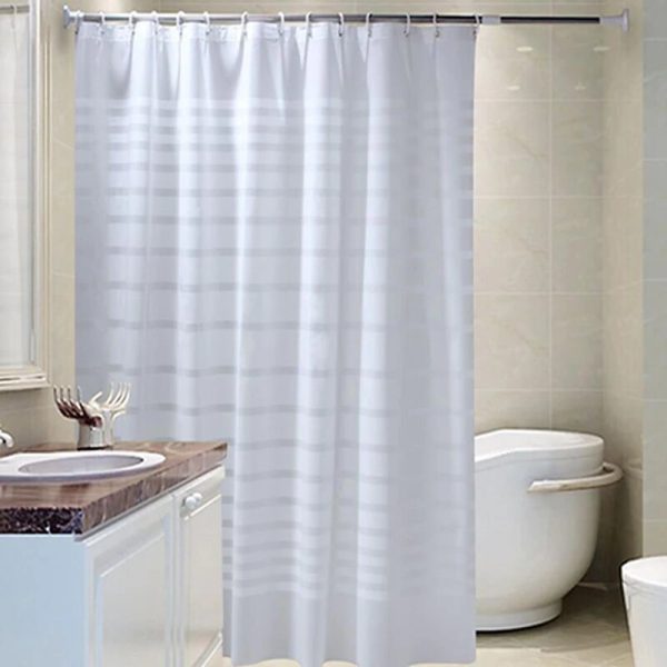 rideau de douche à rayures transparentes
