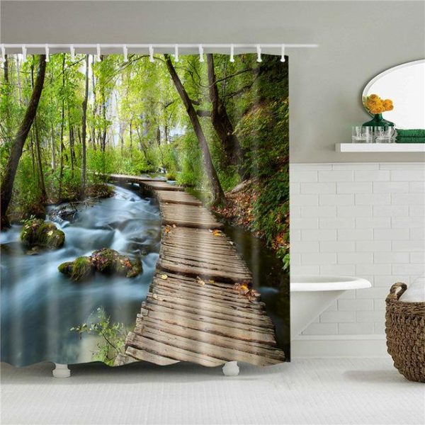 rideau douche paysage