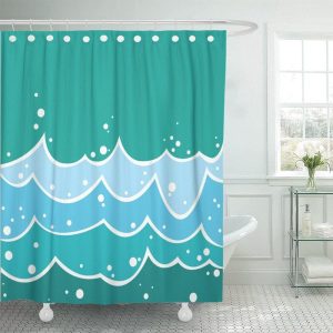 rideau douche aqua bleu