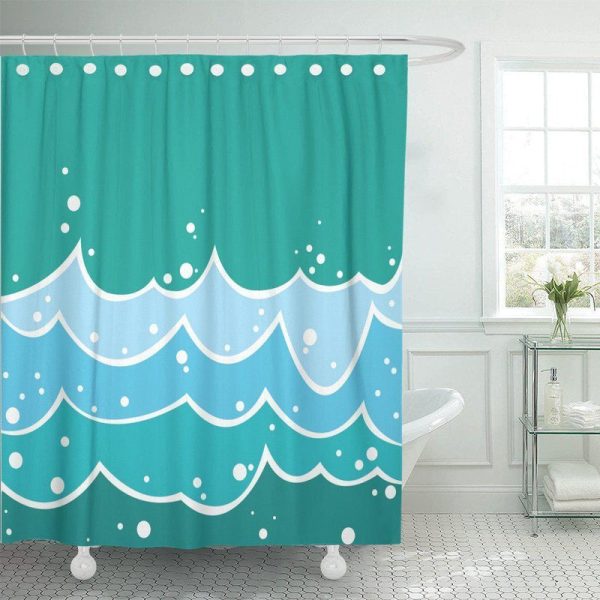 rideau douche aqua bleu