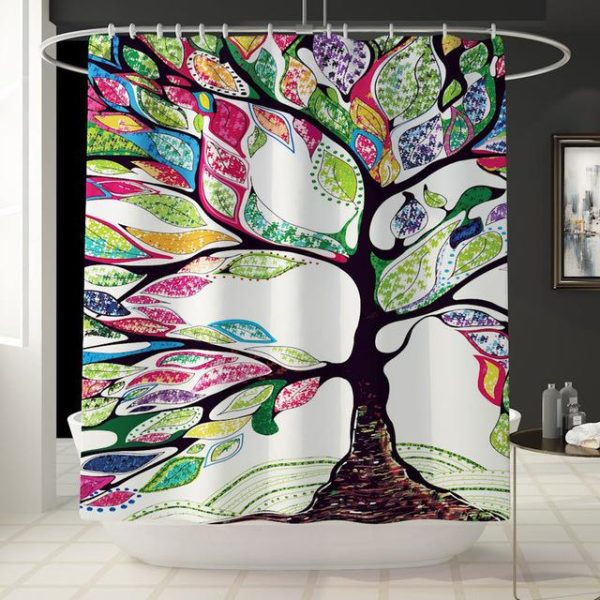 rideau douche avenue avec motif arbre