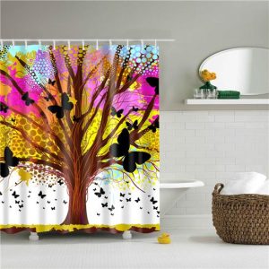 rideau douche arbre coloré