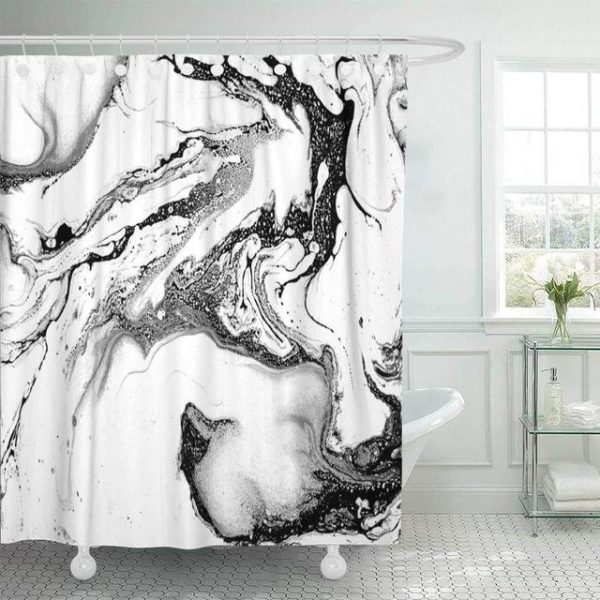 rideau de douche noir et blanc