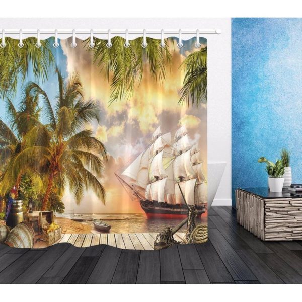 rideau de douche bateau pirate