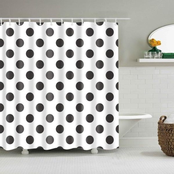 rideau douche blanc à pois