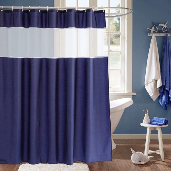 Rideau Douche Avenue bleu et blanc
