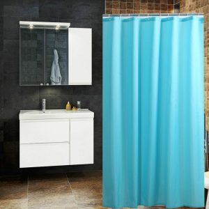rideau de douche bleu