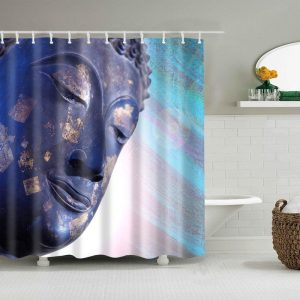 rideau douche avenue bouddha bleu