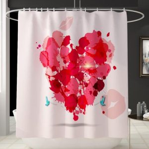 rideau douche coeur