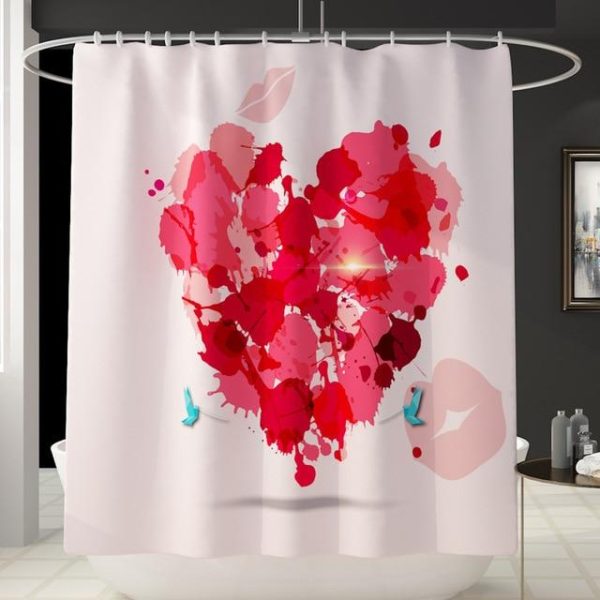 rideau douche coeur