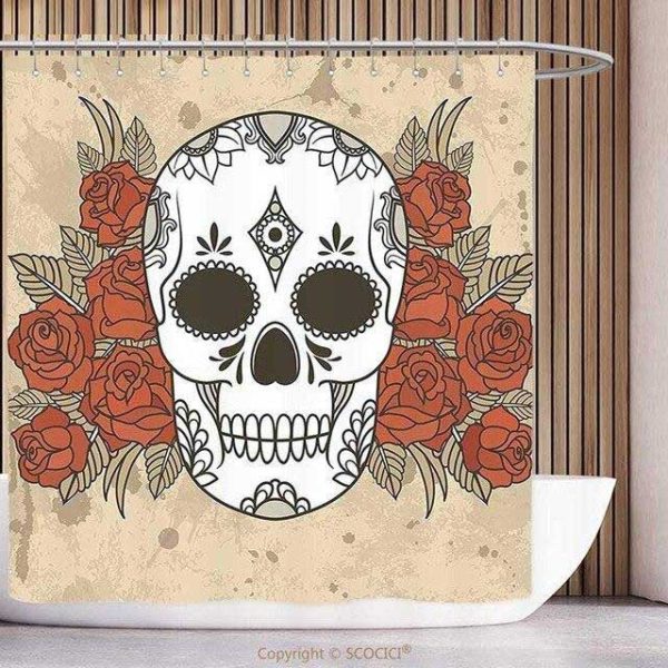 rideau de douche tête de mort de sucre