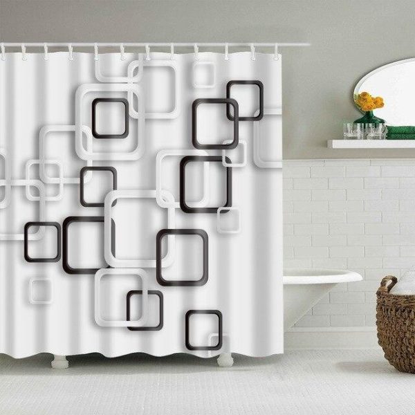 rideau douche avenue design géométrique
