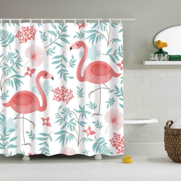rideau douche avenue duo de flamants roses