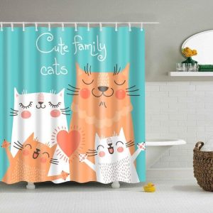 Rideau Douche Avenue Famille de Chats