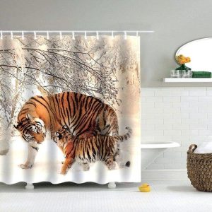 rideau de douche avec tigres