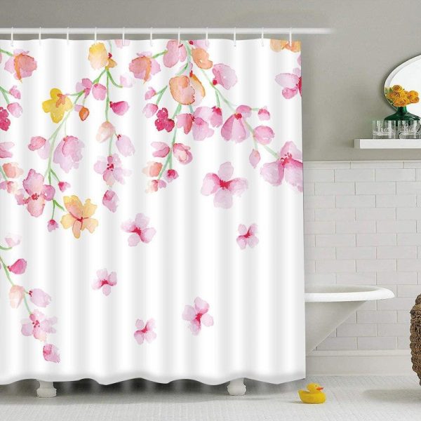 rideau de douche fleur de cerisier en polyester