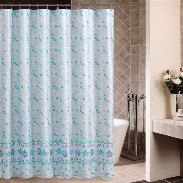 rideau de douche mosaique bleu