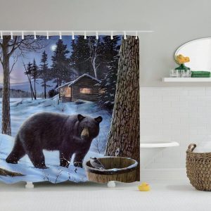 rideau de douche ours brun