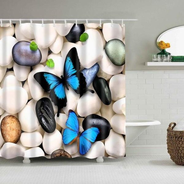 rideau de douche papillon élégant