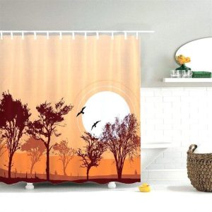 rideau douche paysage orangé