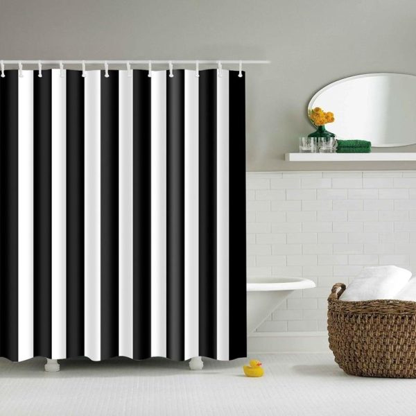 rideau de douche rayé noir et blanc