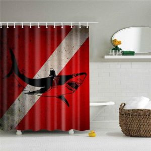 rideau douche avenue requin rouge