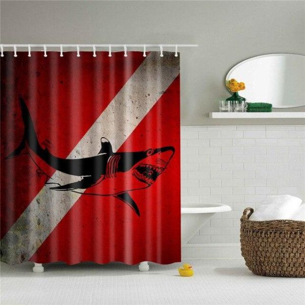 rideau douche avenue requin rouge