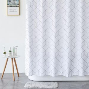 rideau douche tissu blanc