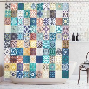 rideau douche tunisien multicolore