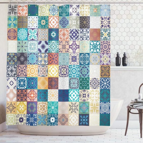 rideau douche tunisien multicolore