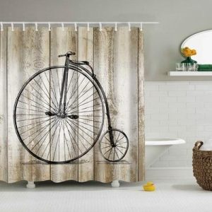 rideau de douche avec motif vélo rétro