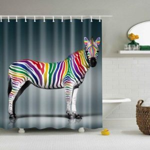 rideau de douche zèbre multicolore