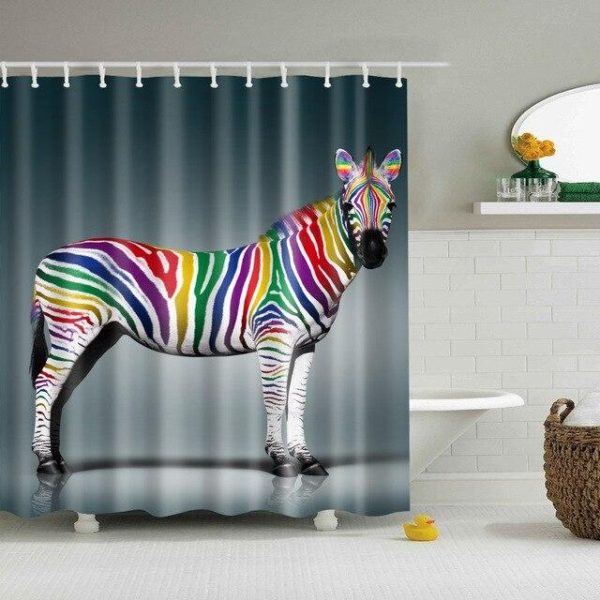 rideau de douche zèbre multicolore