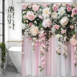 rideau de douche motif fleurs