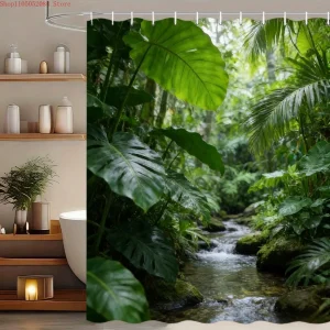 Rideau De Douche Ruisseau Feuilles De Monstera