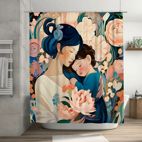 rideau douche fleurs mère et enfant